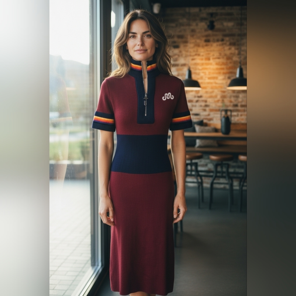 Marina Moscone Ribbed Knit Casmere Wool Cycling Midi Xs With Flaws